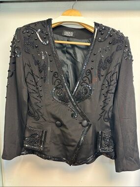 Embellished Black Sequin Blazer